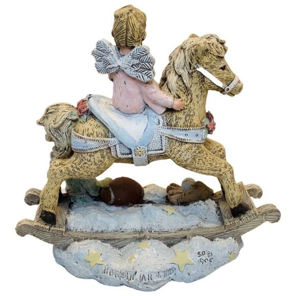 Vintage Sarah’s Attic Rocking Horse Basebeall Angels HORSIN AROUND #13 Signed - Picture 4 of 8